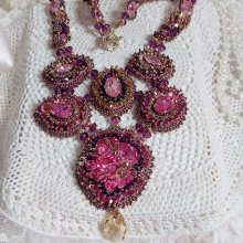 Majestic Crystal Haute-Couture Necklace with cabochons, Swarovski crystal bicones, glass beads and high quality seed beads